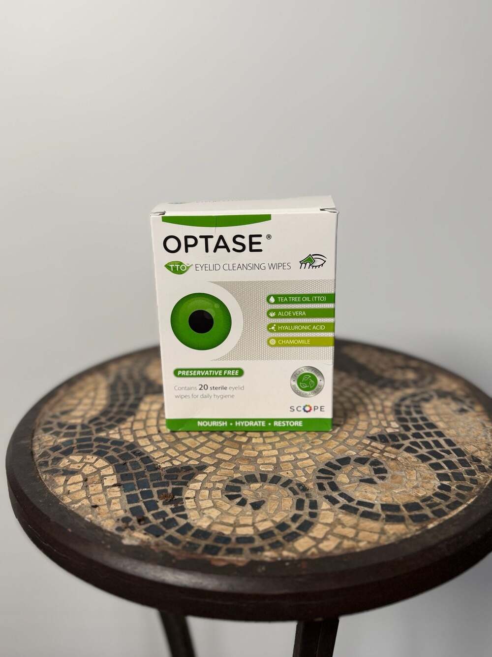Optase TTO Eyelid Cleansing Wipes with Tea Tree Oil - 20 Sterile Preservative Fr